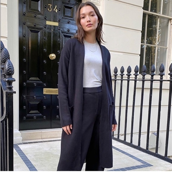 Aritzia Sweaters - Aritzia Babaton Lance Long Line Wool Blend Cardigan Black / Grey size XXSmall